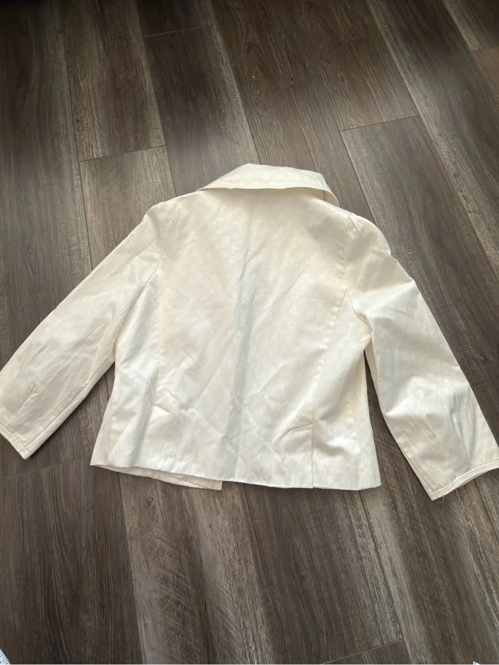 Louis Vuitton Cream Cropped Pea Coat with Black Buttons